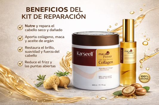 Kit Reparación Capilar Karseell Collagen + Serum GRATIS – Brillo y Suavidad de Salón